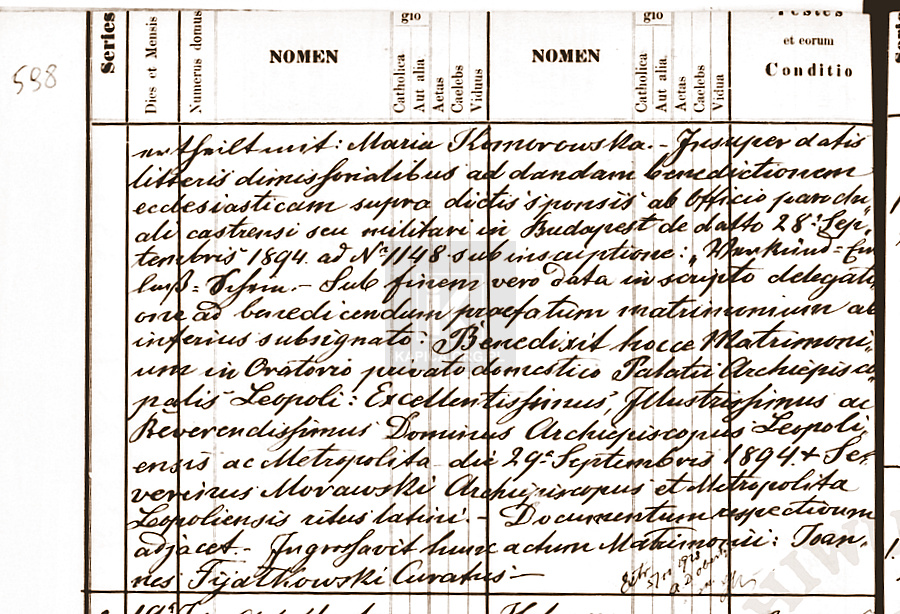 akt ślubu Tadeusz Rozwadowski