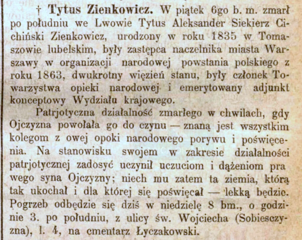 nekrolog Tytus Zienkowicz