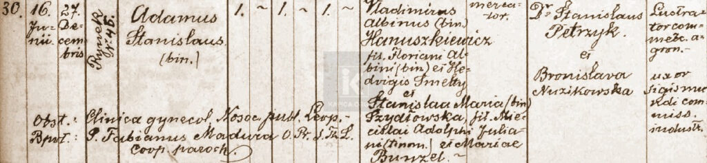 akt urodzenia Adam Hanuszkiewicz