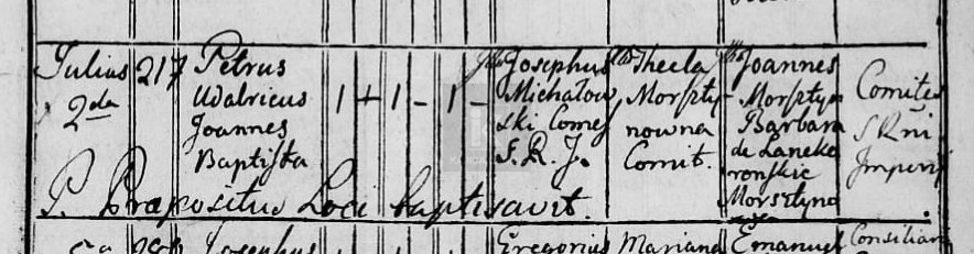Akt urodzenia Piotr Michałowski