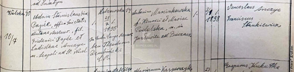 akt ślubu Adam Papee
