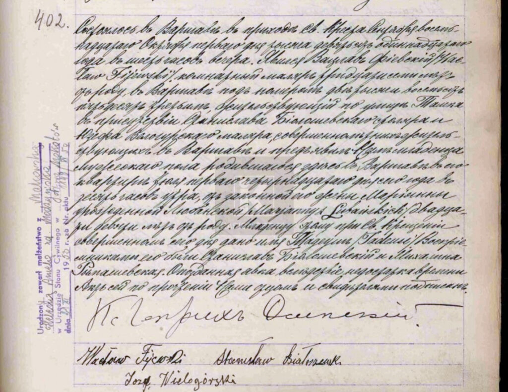 akt urodzenia Tadeusz Fijewski