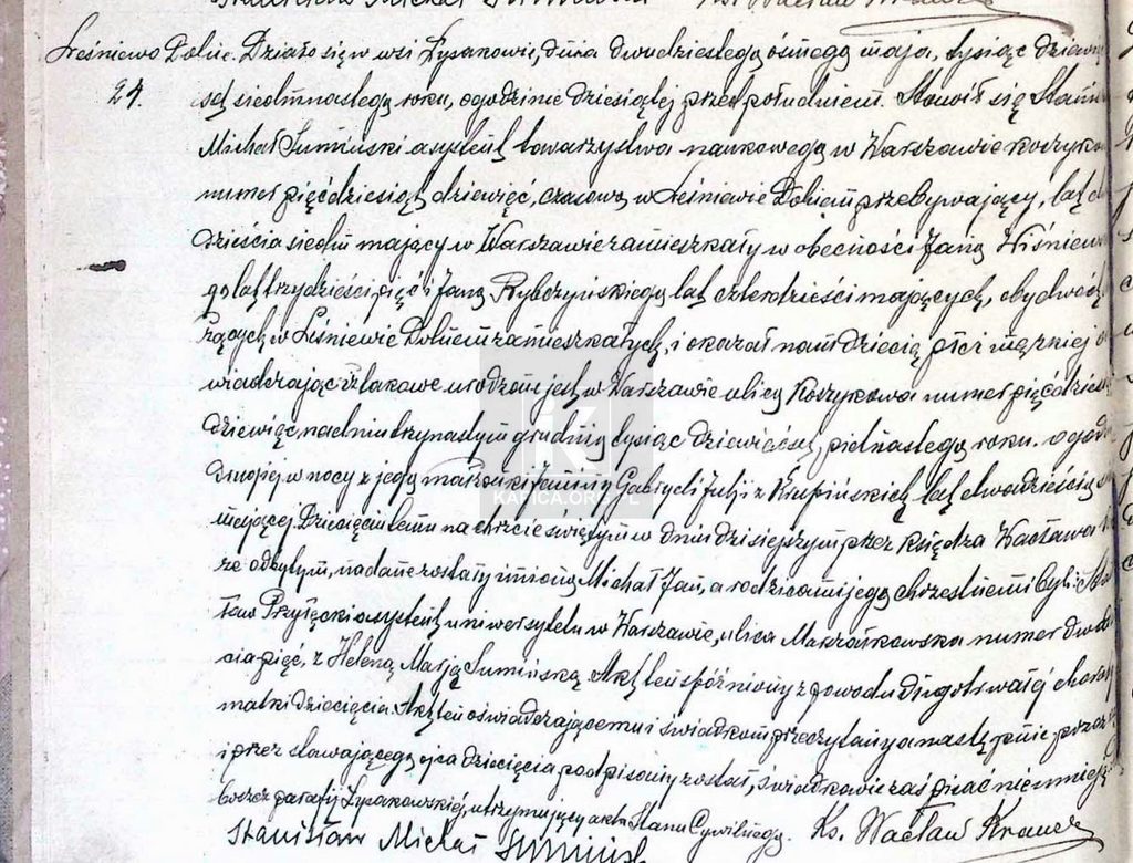 akt urodzenia Michał Sumiński